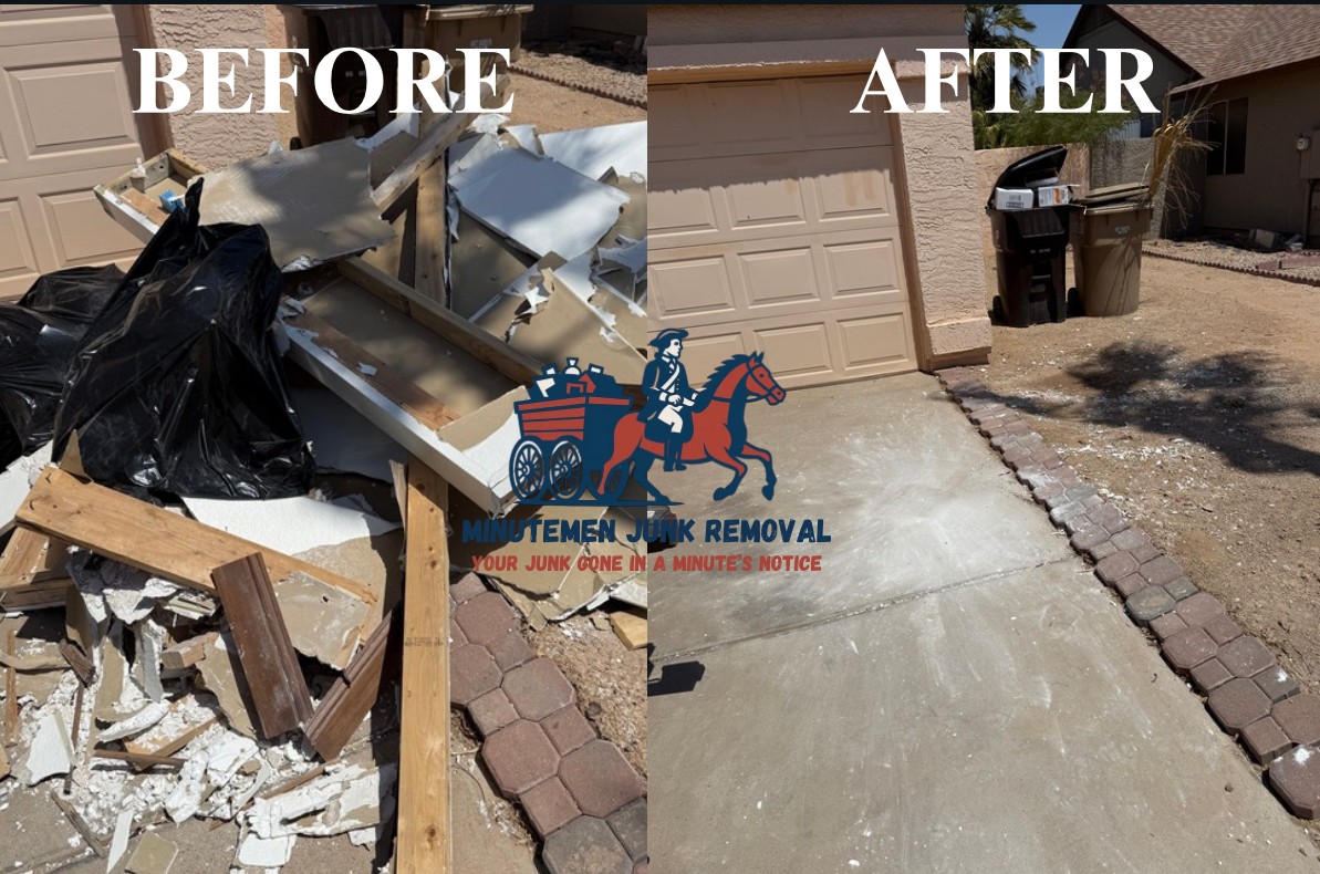 Construction debris removal before after